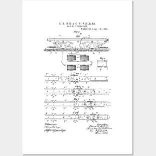 Railway Telegraph Vintage Patent Hand Drawing Posters and Art